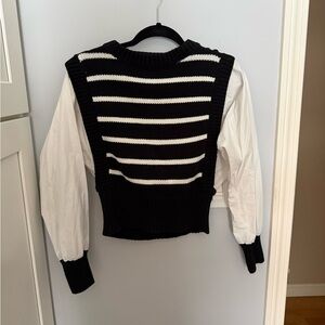 By Anthropologie Layered Sweater Vest in black and white